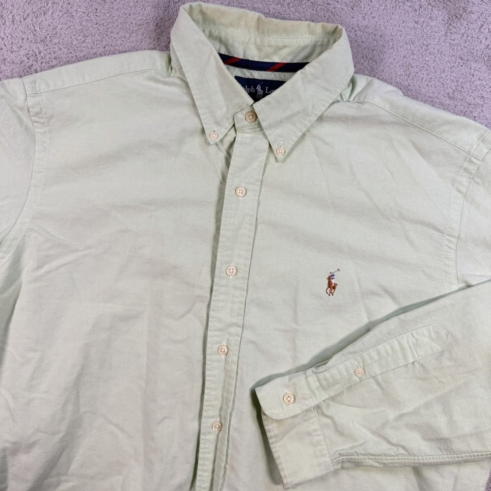Polo Ralph Lauren Shirt Mens XL Green Classic Fit Long Sleeve Button Flesh Pony